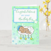 Gefeliciteerd met je nieuwe Baby Boy Ethnic Baby Kaart (Gele Bloem)