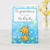 Gefeliciteerd met je nieuwe Baby Boy Kaart (Gele Bloem)