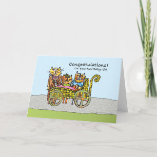Gefeliciteerd met je nieuwe baby, kat familie kaart