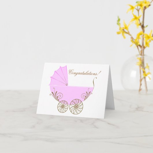 Gefeliciteerd met je nieuwe baby meisje groet auto kaart (Gele Bloem)