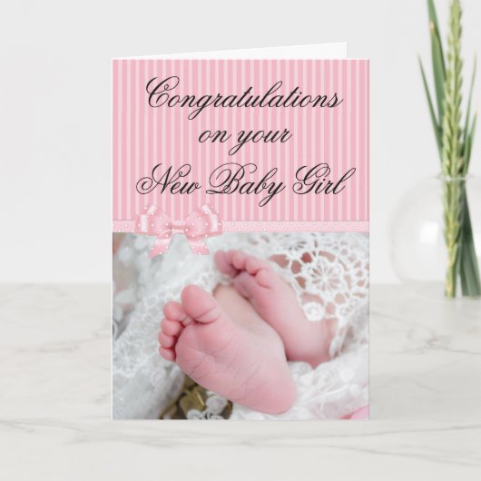 Gefeliciteerd met je nieuwe baby meisje roze Kaart (Voorkant)
