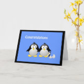 Gefeliciteerd met je nieuwe baby pinguïn groet kaart (Gele Bloem)