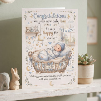 Gefeliciteerd met je nieuwe babyjongen kaart