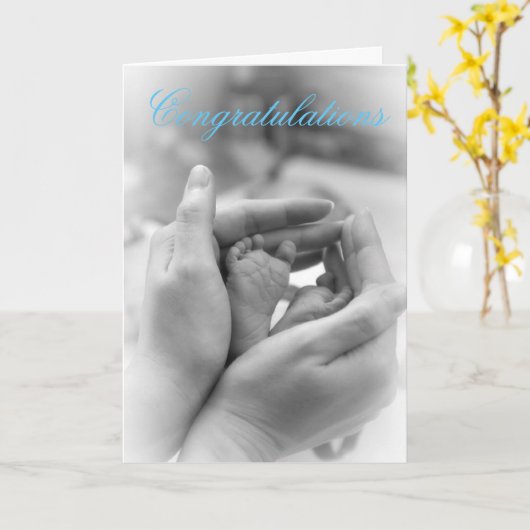 Gefeliciteerd met je nieuwe babyjongen kaart (Gele Bloem)