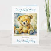 Gefeliciteerd met je nieuwe babyjongen kaart (Voorkant)