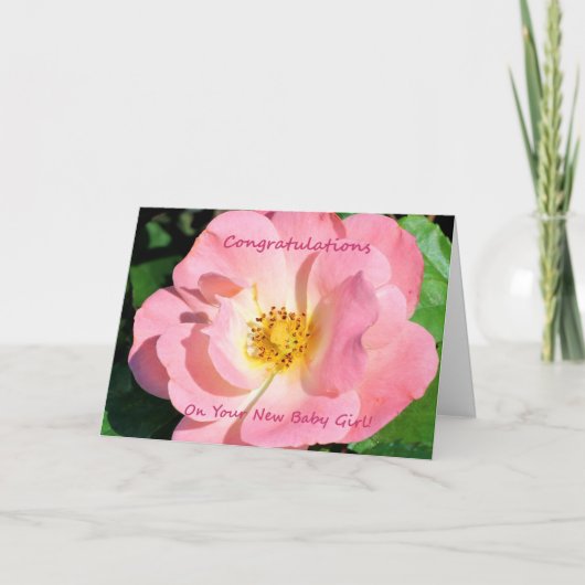 Gefeliciteerd met je nieuwe babymeisje kaart (Voorkant)