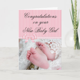 Gefeliciteerd met je nieuwe babymeisje roze kaart