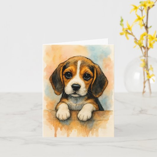 Gefeliciteerd met je nieuwe beagle kaart (Gele Bloem)