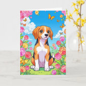Gefeliciteerd met je nieuwe beagle kaart (Gele Bloem)
