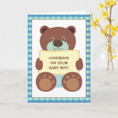 Gefeliciteerd met je nieuwe bruine teddybeer kaart (Gele Bloem)