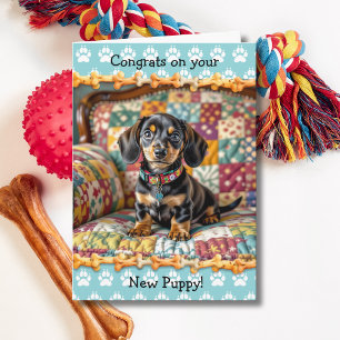 Gefeliciteerd met je nieuwe dashond puppy kaart