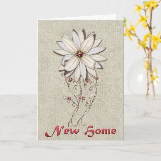 Gefeliciteerd met je nieuwe Home White Flower Kaart (Gele Bloem)