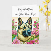 Gefeliciteerd met je nieuwe hond Duitse herder Kaart (Gele Bloem)