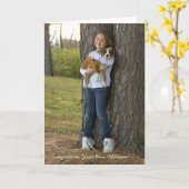 Gefeliciteerd met je nieuwe hond Meisje & Puppy Do Kaart (Gele Bloem)