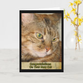 Gefeliciteerd met je nieuwe kat kaart (Gele Bloem)