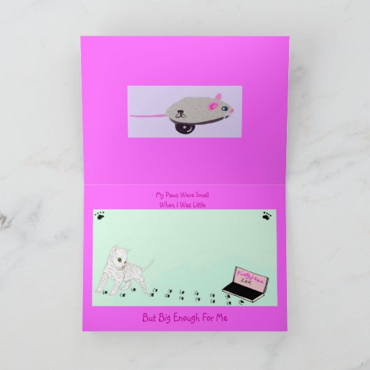 Gefeliciteerd met je nieuwe kitten, Roze Kaart (Binnen)
