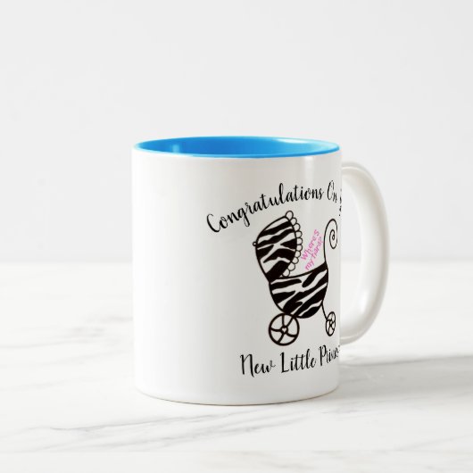 Gefeliciteerd met je nieuwe kleine prinses! tweekleurige koffiemok (Voorkant rechts)