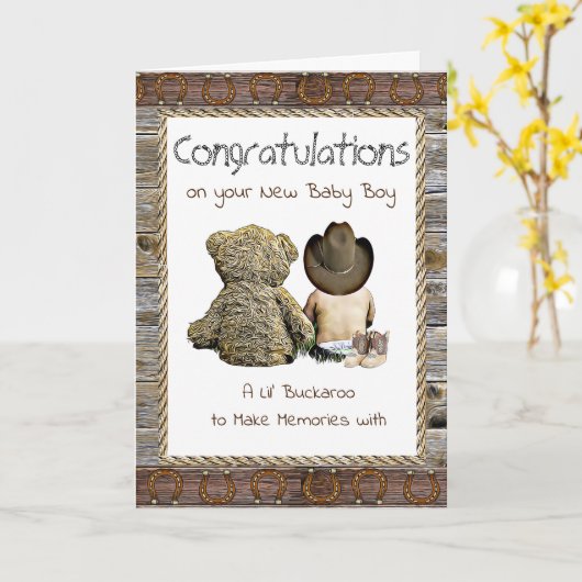 Gefeliciteerd met je nieuwe Lil' Buckaroo Kaart (Gele Bloem)