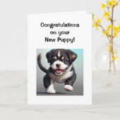 Gefeliciteerd met je nieuwe puppy hond kaart (Gele Bloem)