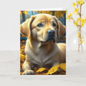 Gefeliciteerd met je nieuwe puppy hond kaart (Gele Bloem)