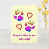 Gefeliciteerd met je nieuwe puppy kaart (Gele Bloem)