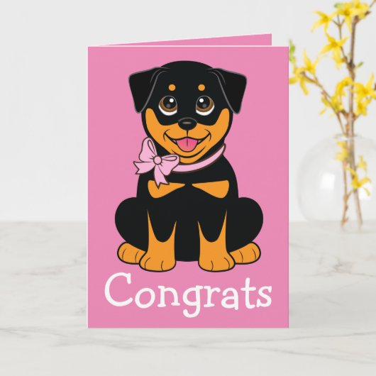 Gefeliciteerd met je nieuwe Rotweiller Kaart (Gele Bloem)