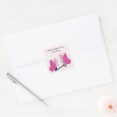 Gefeliciteerd met je nieuwe roze vlinders vierkante sticker (Envelop)