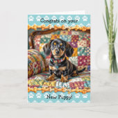 Gefeliciteerd met je nieuwe teckel puppy kaart (Voorkant)