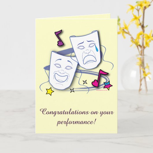 Gefeliciteerd met je optreden: Comedy en Tragedy M Kaart (Gele Bloem)
