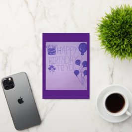 Gefeliciteerd met je paarse bloemen bal Briefkaart