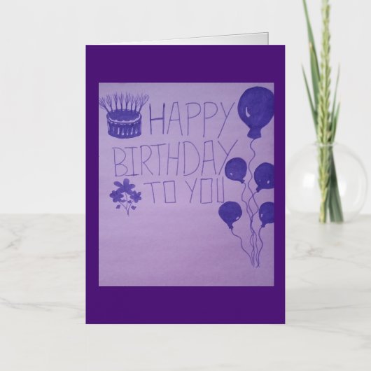 Gefeliciteerd met je paarse bloemen bal Briefkaart (Voorkant)