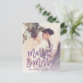 Gefeliciteerd met je Paarse foto Feestdagenkaart (Staand voorkant)