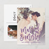 Gefeliciteerd met je Paarse foto Feestdagenkaart (Voorkant / Achterkant)