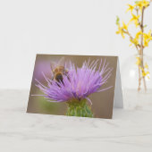 Gefeliciteerd met je Paarse Thistle Photo Custom Kaart (Gele Bloem)