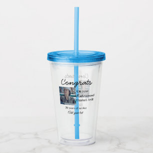 Gefeliciteerd met je pensioen en voeg fotonaam toe acryl drinkbeker