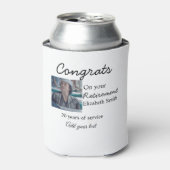 Gefeliciteerd met je pensioen en voeg fotonaam toe blikjeskoeler (Blikje Voorkant)