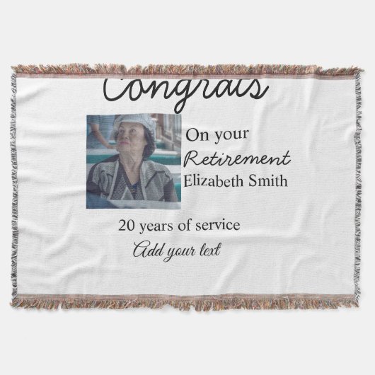 Gefeliciteerd met je pensioen en voeg fotonaam toe deken (Voorkant)