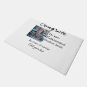 Gefeliciteerd met je pensioen en voeg fotonaam toe deurmat (Schuin)