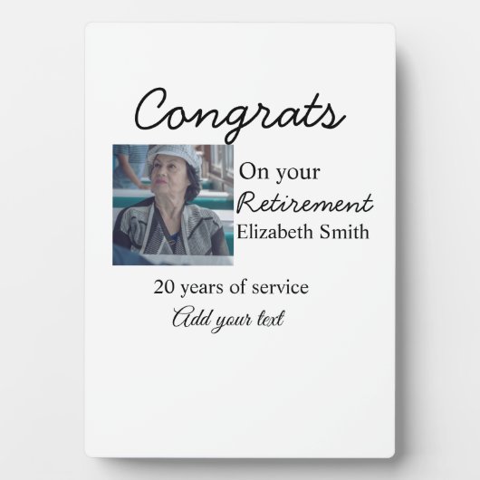 Gefeliciteerd met je pensioen en voeg fotonaam toe fotoplaat (voorkant)
