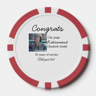 Gefeliciteerd met je pensioen en voeg fotonaam toe poker chips