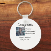 Gefeliciteerd met je pensioen en voeg fotonaam toe sleutelhanger (Achterkant)