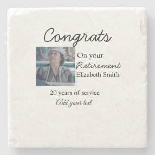 Gefeliciteerd met je pensioen en voeg fotonaam toe stenen onderzetter