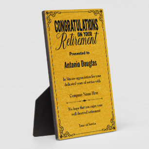 Gefeliciteerd met je pensioen Gold en zwart Fotoplaat