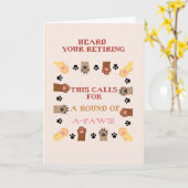 Gefeliciteerd met je pensioen, hond, kat, huisdier kaart (Gele Bloem)