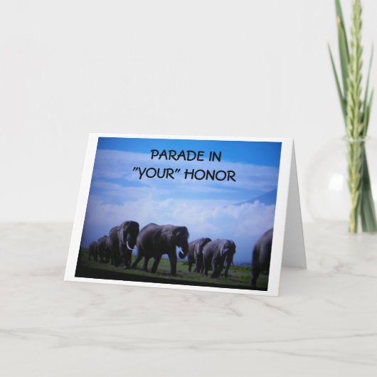 GEFELICITEERD MET JE PENSIOEN MET DE OLIFANTENPARA KAART (Voorkant)