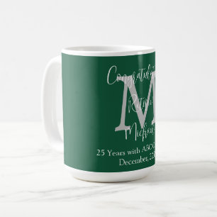 Gefeliciteerd met je pensioen, Monogram naam Groen Koffiemok