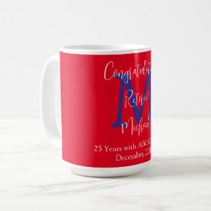 Gefeliciteerd met je pensioen, Monogram, Naam Rood Koffiemok