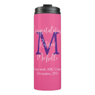 Gefeliciteerd met je pensioen Monogram Naam Roze Thermosbeker
