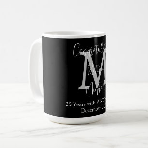 Gefeliciteerd met je pensioen, Monogram naam zwart Koffiemok