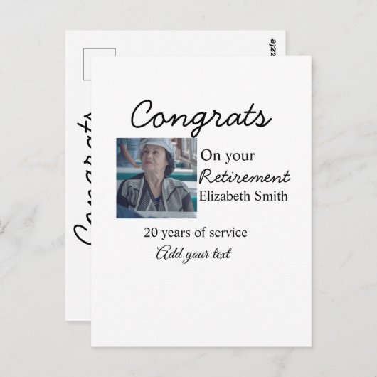 Gefeliciteerd met je pensioen voeg foto naam datum briefkaart (Voorkant / Achterkant)